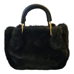 Isaac Mizrahi purse small faux fur black goth whimsigoth witchy rocker